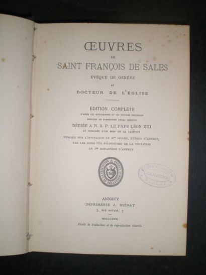 null Saint François de SALLES.Oeuvres. 

Edition complète en 16 volumes par les Religieuses...