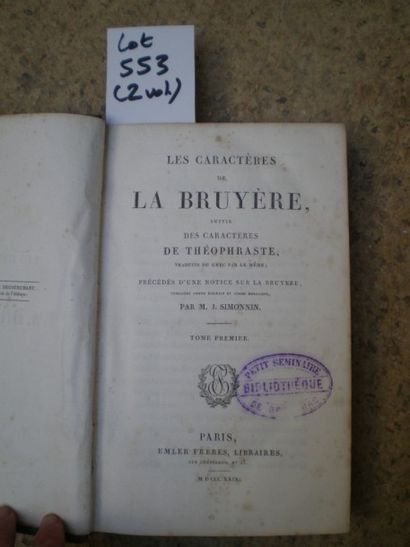 null SIMMONIN (J.). Les Caractères de la Bruyère suivis des caractères de Théophraste.

Paris,...