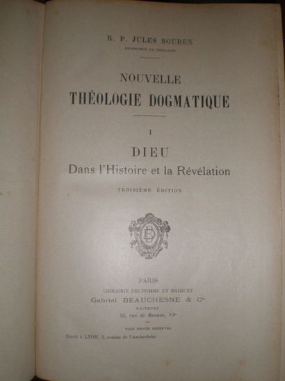 null SOUBEN Jules. Nouvelle Théologie Dogmatique.

Paris, Beauchesne, 1902, 9 tomes...