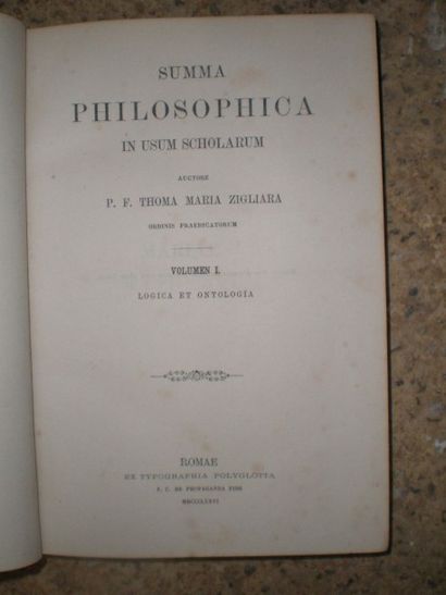 null THOMA MARIA ZIGLIARA (P.F.). Summa Philosophica in usum scholarum.

Romae, 1876,...