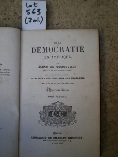 null TOCQUEVILLE Alexis de. De la Démocratie en Amérique.

Paris, Gosselin, 1836,...