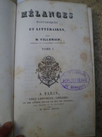 null VILLEMAIN. Mélanges historiques et littéraires.

Paris, Ladvocat, 1827, 3 volumes...