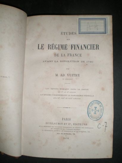 null VUITRY Adolphe. Etudes sur le Régime financier de la France avant la Révolution...