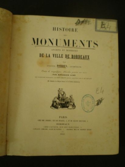 BORDES Auguste. Histoire des Monuments de...