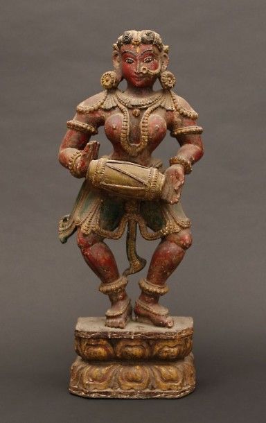 null Inde

Danseuse jouant du dholak

Sculpture en bois polychrome

Fin du XIXème...