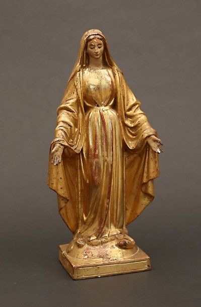 null École française du XIXème siècle

Vierge les bras ouvert en bois sculpté, doré...