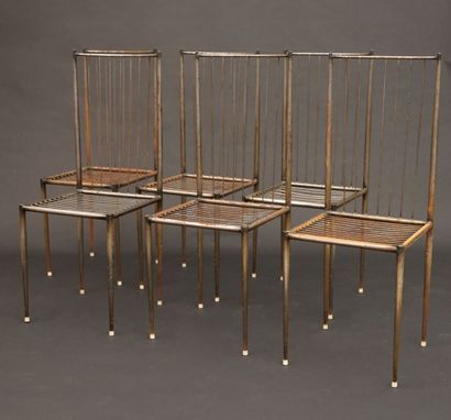 null GUEDEN Colette (1905 - 2000), dans le

goût de.

Suite de huit chaises en fer,...