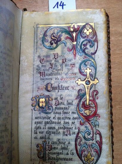 null [Manuscrit] Livre de Messe rédigé sur parchemin comportant trois grandes miniatures,...