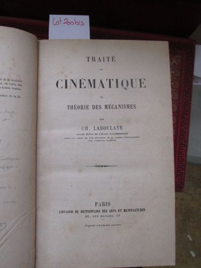 null LABOULAYE (Ch.). Traité de Cinématique ou théorie des mécanismes.

Paris, Sd.,...