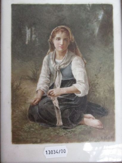 null Ecole Française XIXème
Portrait de femme
Peinture sur porcelaine
 		
