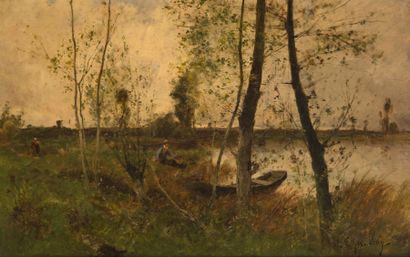null VALLEE Etienne Maxime (né en 1853)

Pécheur au bord du lac

Huile sur toile

Signée...