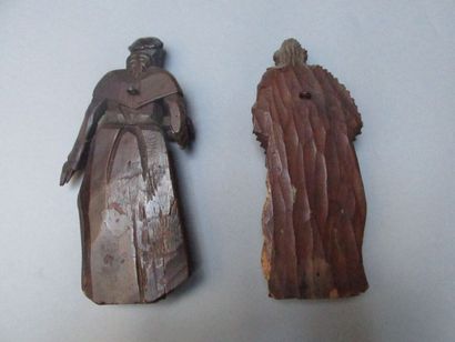 null École Française du XVIIIème siècle

Deux sujets en bois sculpté figurant deux

personnages...