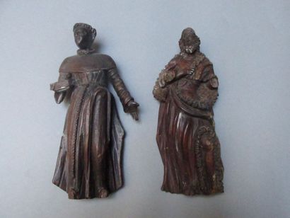 null École Française du XVIIIème siècle

Deux sujets en bois sculpté figurant deux

personnages...