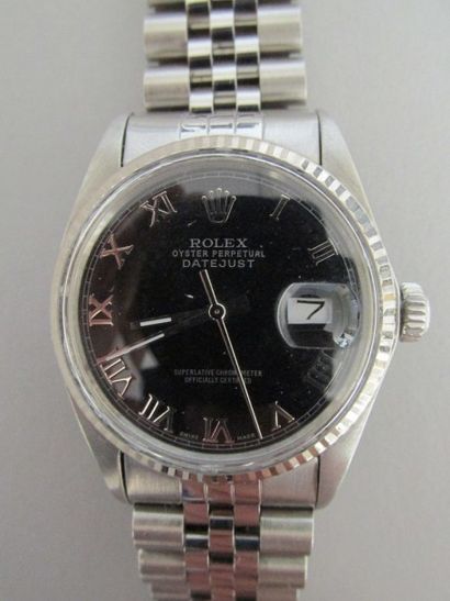 null ROLEX (Oyster Perpetual Datejust -

Chiffre Romain réf. 16014), vers 1985

Montre...