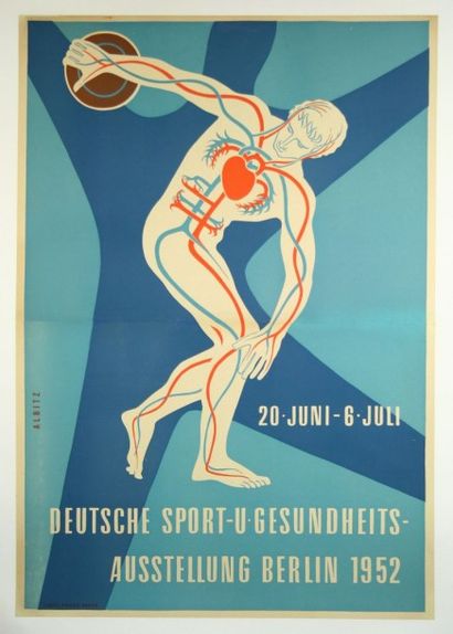 null ALBITZ. 

Affiche "Deutsche Sport-u-Gesundheits". 
1952. Linel Druck Berek....