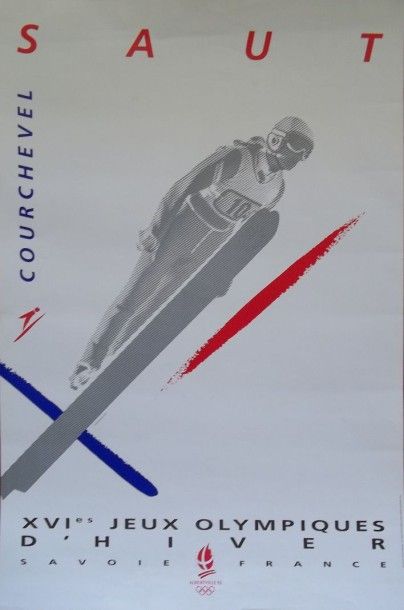 null Jeux Olympiques d'Albertville. 

Affiche pour le Concours de saut à ski, à Courchevel....