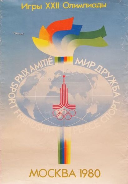 null Jeux Olympiques de Moscou 1980. 

Paix et Amitié. 

Affiche. 

Petites déchirures....