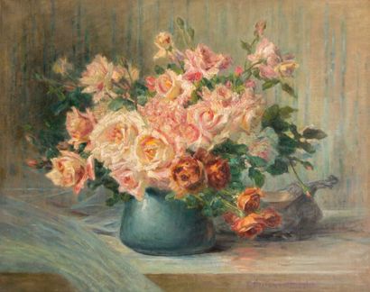 null BRET-CHARBONNIER Claudia (1863-1951)

Bouquet de roses sur un entablement.

Huile...