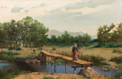 null ALCHIMOWICZ Hyacinthe (1841-c.1900)

Pont animé sur la rivière

Huile sur toile.

Signée...