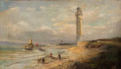 null LANGILLE E (XIXème siècle)

Pêcheur au bord du phare

Huile sur toile.

Signée...