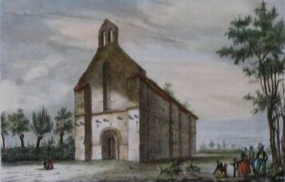 null Cinq lithographies et une gravure

représentant la Chapelle de Magrigne, Bourg,

l’église...