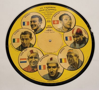 null "La Chanson du Tour de France". Disque vinyle illustré sur la première face...