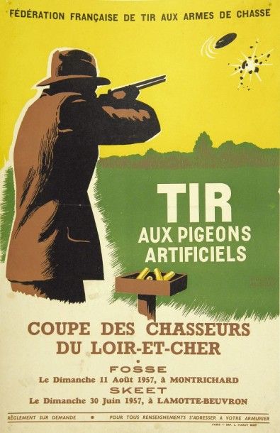 null ANSIAU Roland. Affiche pour les Championnats de Provence de Tir aux pigeons...