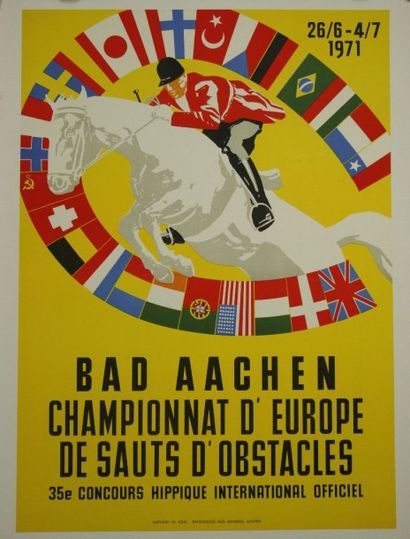 null ROHL (W.). Affiche des Championnats d' Europe de sauts d'obstacles à Bad Aachen....