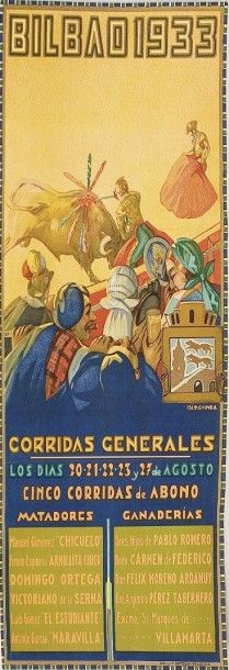 null GUINEA
Affichette pour les Corridas de Bilbao du 20 au 27 août 1933
Imprimerie...