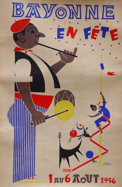 null SAEZ (A.)
"Bayonne en Fête"
Affiche datée 1956
(entoilée)
84,5 x 54,5cm
