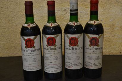 null 4 Blles : CLOS DE TERREFORT Bordeaux

1 blle de 1978, 1 blle de 1975, 1 blle...