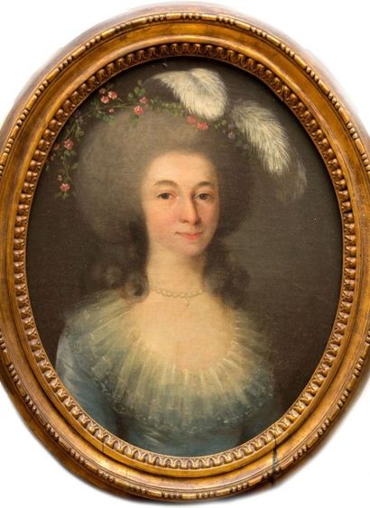 null École française du XVIIIème siècle

Portrait de femme aux perles et aux plumes

Huile...