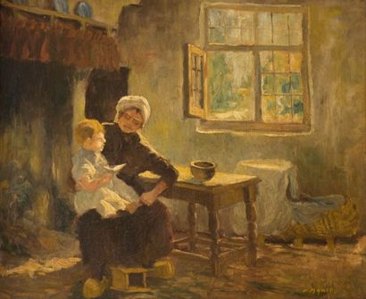 null HIJNER Arend (1866-1916)

Femme et son enfant dans un intérieur

Huile sur toile

50...