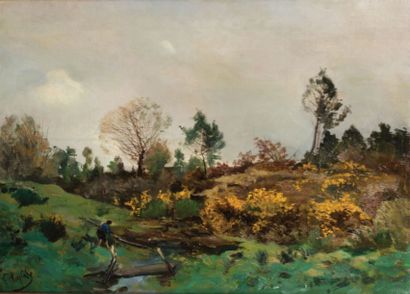 null ANGLADE Gaston (1854-1919)

Paysage animé dans la lande

Huile sur toile.

Signée...