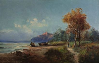 null GODCHAUX Alfred (1835-1895)

Bord de lac en montagne

Huile sur toile

Signée...