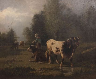 null École française du XIXème siècle

Paysage animé aux vaches

Huile sur toile

54,5...