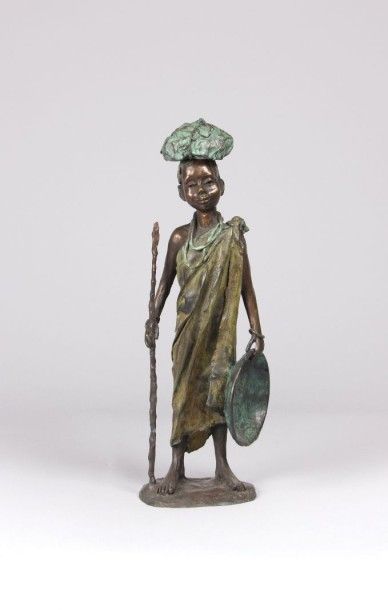 null HOUTKAMP Marianne (née en 1948)
Jambo
Bronze à patine polychrome
Monogrammé...