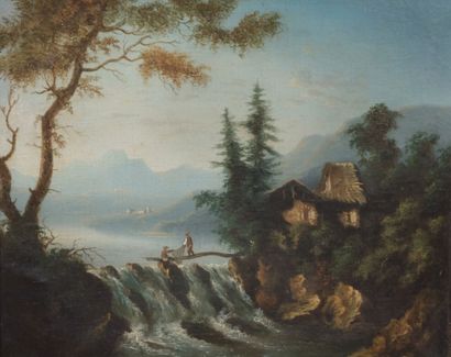 null École italienne du XIXème siècle
Paysages animés à la cascade
Paire d'huiles...