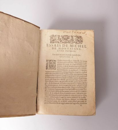 Michel de Montaigne de MONTAIGNE Michel. Essais. Paris, Abel l'Angelier, 1602. Ex...