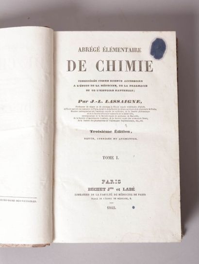 LASSAIGNE LASSAIGNE (J.-L.). Abrégé élémentaire de Chimie.

Paris, Bechet, 1842,...