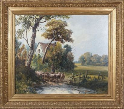 null SACLEY (début XXème siècle)

Bergère guidant ses moutons

Huile sur toile

Signée...