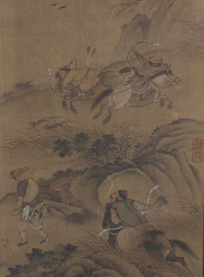 null Deux encadrements figurant des scènes de bataille asiatiques

Portent un cachet

(petits...