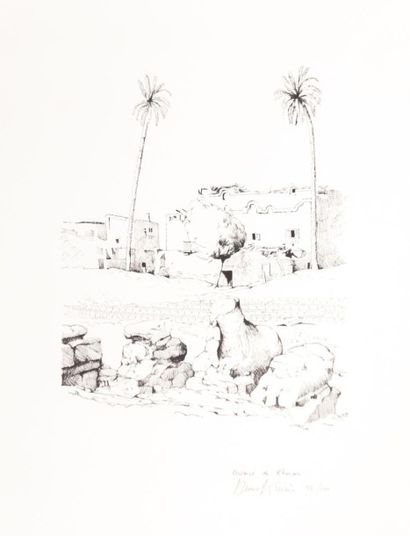 null RIVIERE Denis - Heures Egyptiennes 1985-1986 - Portfolio contenant 19 lithographies...