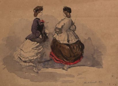 DE VERNEILH Jules (1823-1899) 
Deux élégantes...