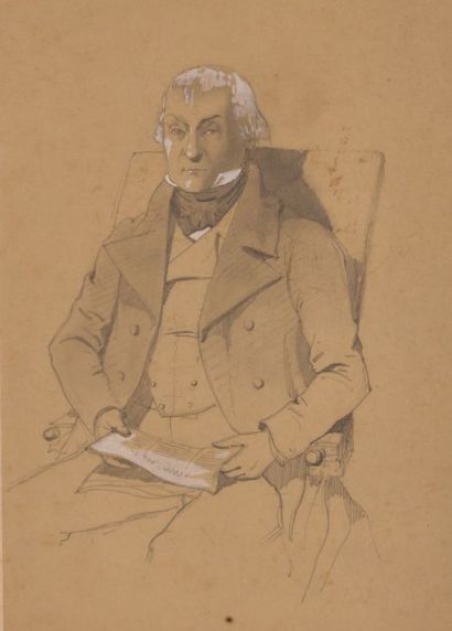 null DE VERNEILH Jules (1823-1899), attribiué à 

Portrait d'homme au journal - Etude...