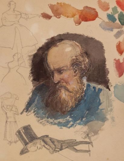 null DE VERNEILH Jules (1823-1899), attribué à 

Portrait d'homme 

Crayon sur papier

28...