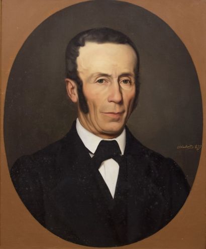 null E. CHABORD (XIXème siècle)

Portrait d'homme aux favoris en gilet noir

Huile...