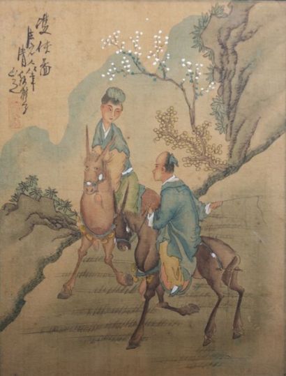 null CHINE

Couple sur des mules à la cravache

Peinture sur soie

Signée en haut...