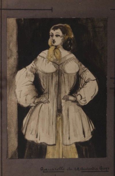 null GUYS Constantin (1802-1892) attribué à

Portrait de femme de pied 

Aquarelle...