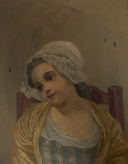 null Ecole française du XIXème siècle

Jeune fille au bonnet 

Huile sur toile

(accidents,...